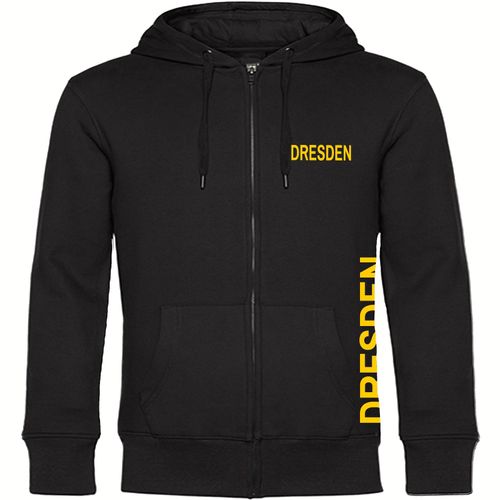 4068859556570 - multifanshop Kapuzen Sweatshirt Jacke - Dresden - Brust & Seite - Druck gelb - Sweat