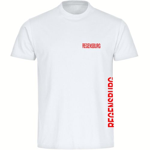 4068859572662 - multifanshop Herren T-Shirt - Regensburg - Brust & Seite - Druck rot - Männer