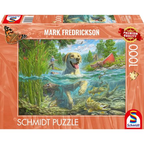 4001504585570 - Mark Fredrickson Hundeliebe - gelber Labrador auf Fischjagd Puzzle