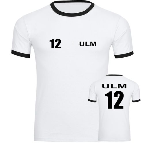 4068859587710 - multifanshop Kontrast T-Shirt - Ulm - Trikot Nummer 12 - Druck schwarz - Männer 4068859587710 - multifanshop Kontrast T-Shirt - Ulm - Trikot Nummer 12 - Druck schwarz - Männer