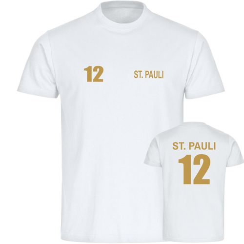 4068859524197 - multifanshop Kinder T-Shirt - St Pauli - Trikot Nummer 12 gold - Druck gold metallic - Kind