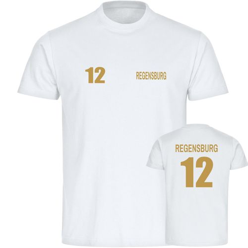 4068859574987 - multifanshop Herren T-Shirt - Regensburg - Trikot Nummer 12 gold - Druck gold metallic - Männer