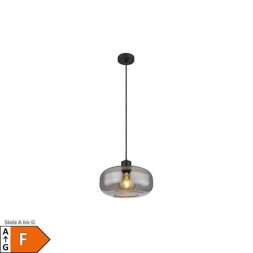 9007371485154 - - Hängelampe Pendellampe Esstischleuchte Rauchglas Wohnzimmer rund schwarz Metall Retro 1x E27 Fassung DxH 28x120 cm 9007371485154 - - Hängelampe Pendellampe Esstischleuchte Rauchglas Wohnzimmer rund schwarz Metall Retro 1x E27 Fassung DxH 28x120 cm