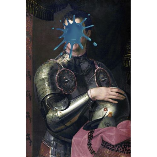 4049009354628 - Acrylglasbild »Ritter mit Farbklecks« Kunst-Gemälde-Mann-Bilder von Männern-Historische Persönlichkeiten-Formen-Ritter Fine Art-Print in Galeriequalität
