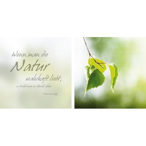 4049009358213 - Leinwandbild »Natur« Blätter-Blätterbilder-Kunst-Modern-Spa-Spa Bilder-Sprüche-Sprüche & Texte-Schriftzug-Schriftzüge (Set) Premium-Leinwandstoff Handarbeit aus Deutschland Zitat 2er Set