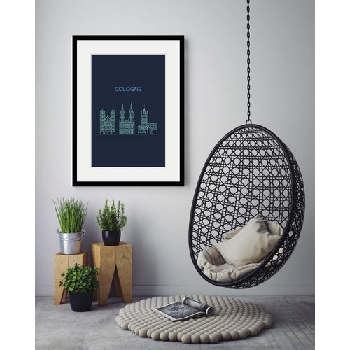 4049009838425 - Bild »Cologne Sightseeing« Städte-Stadt-Deutschland-Kirche-Gebäude-Schriftzug-Köln (1 St) HD Premium Poster-Druck inkl Holzrahmen