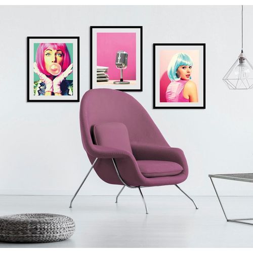 4049009839873 - Bild QUEENCE ON AIR Bilder Gr B H 50 cm x 70 cm Wandbild Hochformat 1 St rosa Bild Kunstdruck Bilder mit Rahmen