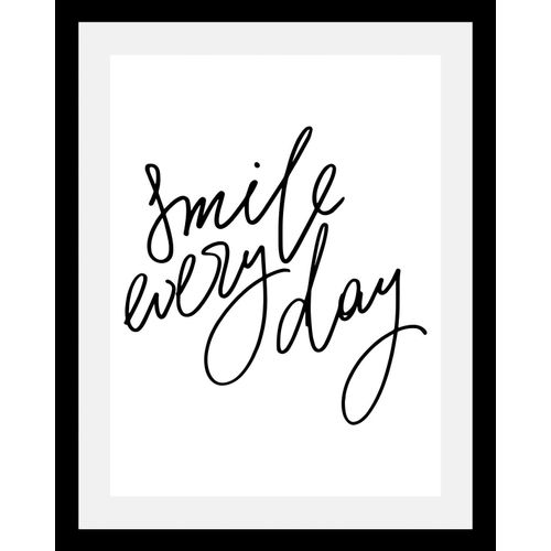 4049009354413 - Bild »Smile« Sprüche & Texte-Schriftzug-Schwarz-Weiss-Motivationsbilder HD Premium Poster-Druck inkl Holzrahmen