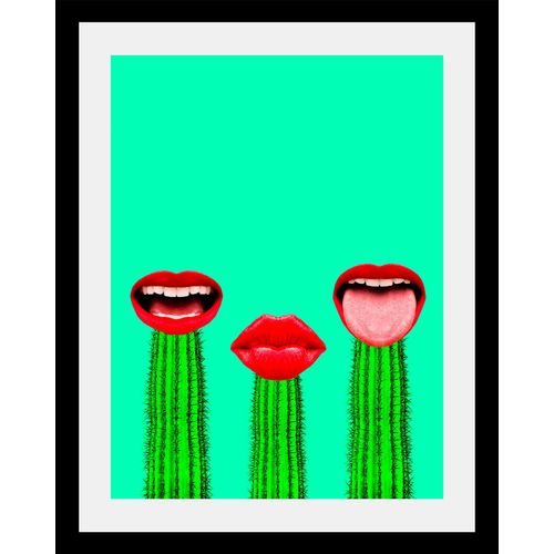 4049009354123 - Bild »Mund« Gesicht-Humor-Bilder von Frauen-Bilder von Männern HD Premium Poster-Druck inkl Holzrahmen