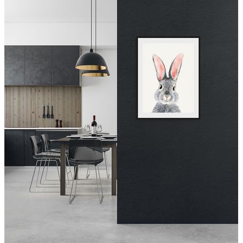 4049009931041 - Bild QUEENCE Olaf Bilder Gr B H 40 cm x 50 cm Wandbild Hase Hochformat 1 St rosa (rosa grau) Kunstdrucke Bilder