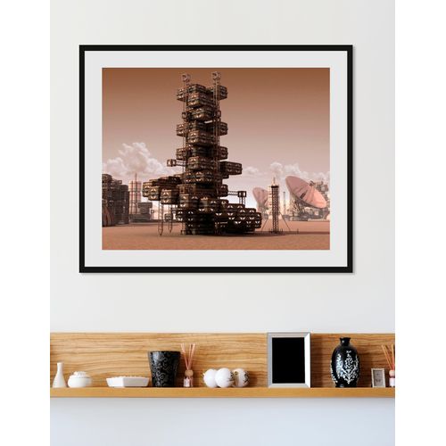 4049009842293 - Bild QUEENCE STATION Bilder Gr B H 50 cm x 40 cm Wandbild Querformat 1 St braun Bild Kunstdruck Bilder mit Rahmen