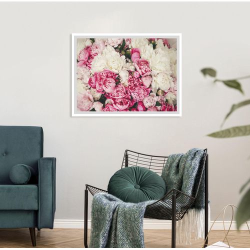 4049009914754 - Bild QUEENCE Ruth Bilder Gr B H 50 cm x 40 cm Wandbild Blumen Querformat 1 St rosa (weiß) Bild Kunstdruck Bilder mit Rahmen