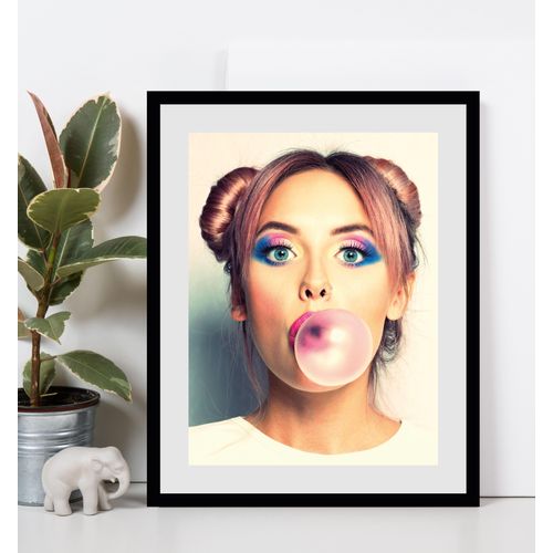 4049009829478 - Bild »Bubblegum« Frau-Bilder von Frauen-Art-Kunst-Fashion-Mode-Magazincover-Kiss (1 St) HD Premium Poster-Druck inkl Holzrahmen