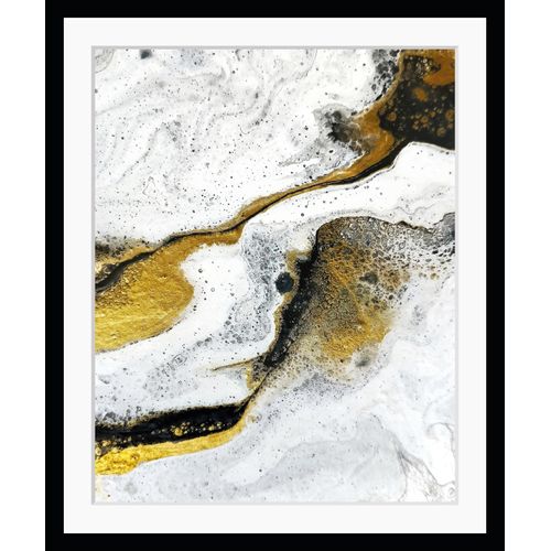 4049009848196 - Bild QUEENCE Tweety Bilder Gr B H 30 cm x 40 cm Wandbild Abstrakt Hochformat grau (grau gold) Kunstdrucke Marmor Muster gerahmt Abstrakt