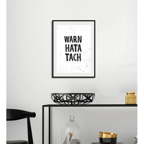 4049009933571 - Bild »WARN HATA TACH« Schriftzug-Humor-Sprüche & Texte-Schwarz-Weiss-Pferde-Pferdebilder (1 St) HD Premium Poster-Druck inkl Holzrahmen