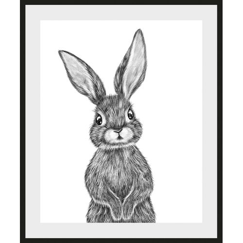 4049009931065 - Bild »Helmi« Hase-Hasen-Schwarz-Weiss-Kunst-Haustiere (1 St) HD Premium Poster-Druck inkl Holzrahmen