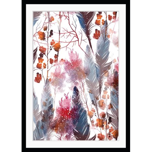4049009894285 - Bild QUEENCE Ida Bilder Gr B H 40 cm x 50 cm Wandbild Federn Hochformat bunt Kunstdrucke Blumen Federn gerahmt