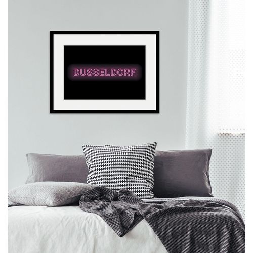 4049009838661 - Bild QUEENCE DÜSSELDORF LIGHTS Bilder Gr B H 50 cm x 40 cm Wandbild Städte Querformat 1 St lila Bild Kunstdruck Bilder mit Rahmen