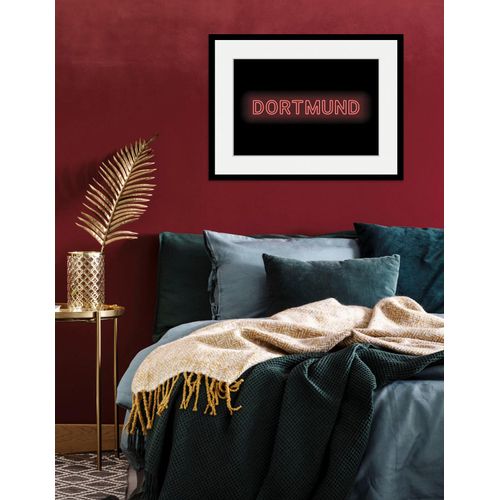4049009838999 - Bild QUEENCE DORTMUND LIGHTS Bilder Gr B H 50 cm x 40 cm Wandbild Städte Querformat 1 St rot Bild Kunstdruck Bilder mit Rahmen