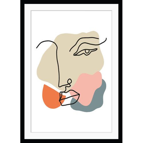 4049009891611 - Bild QUEENCE Dean Bilder Gr B H 30 cm x 40 cm Wandbild Abstrakt Hochformat bunt (orange rosa babyblau) Kunstdrucke gerahmt Gesicht Figuren Abstrakt