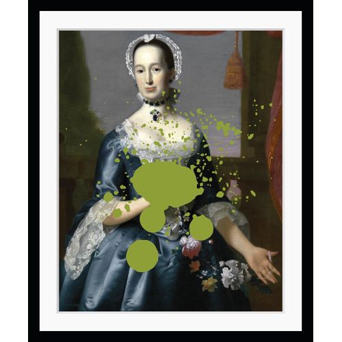 4049009882930 - Bild QUEENCE Bellatrix Bilder Gr B H 40 cm x 50 cm Wandbild Frau Hochformat blau (blau grün) Kunstdrucke Farbklecks gerahmt Mittelalter Frau Kleid