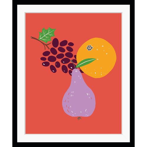 4049009921035 - Bild QUEENCE Eledor Bilder Gr B H 30 cm x 40 cm Wandbild Obst Hochformat bunt (gelb coral lila) Kunstdrucke gerahmt Obst