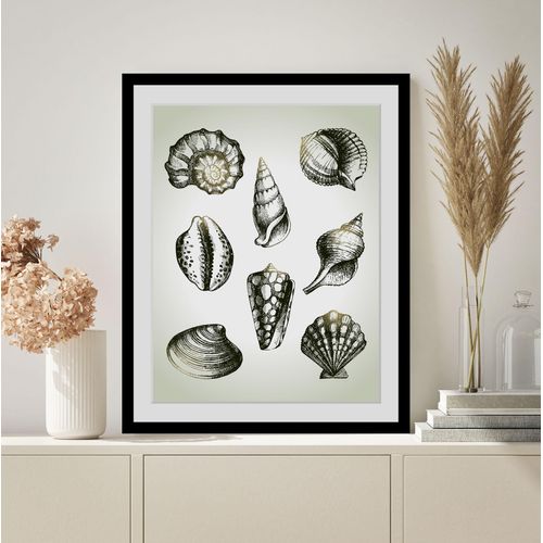 4049009846086 - Bild QUEENCE Willy Bilder Gr B H 50 cm x 70 cm Wandbild Meer Hochformat 1 St grau Bild Kunstdruck Bilder mit Rahmen
