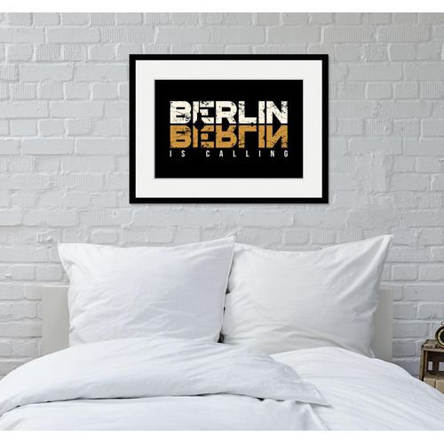 4049009838593 - Bild QUEENCE BERLIN IS CALLING Bilder Gr B H 40 cm x 30 cm Wandbild Städte Querformat 1 St orange Bild Kunstdruck Bilder mit Rahmen