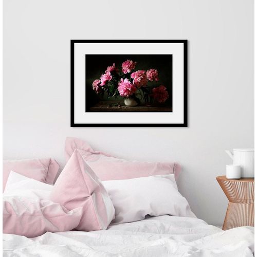 4049009840565 - Bild QUEENCE Lucia Bilder Gr B H 70 cm x 50 cm Wandbild Blumen Querformat 1 St rosa Bild Kunstdruck Bilder mit Rahmen