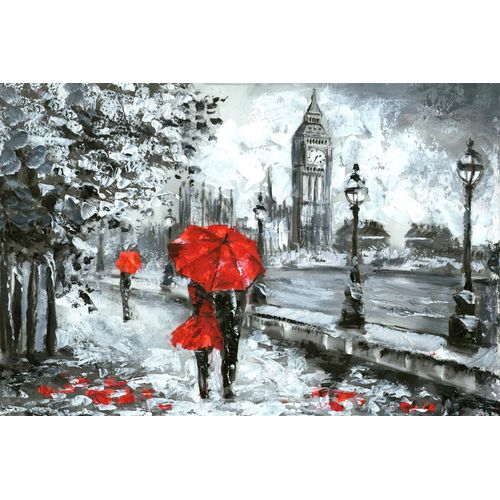 4049009362647 - Leinwandbild »London« London-Schwarz-Weiss-Kunst-Modern-Brücken-Rain-Städte-Grossbritannien Wandeko Big Ben gezeichnet Premium Leinwandstoff