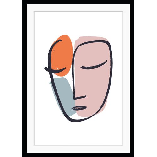 4049009891567 - Bild QUEENCE Manuela Bilder Gr B H 40 cm x 50 cm Wandbild Abstrakt Hochformat bunt (babyblau rosa orange) Kunstdrucke Gesicht Figuren gerahmt Abstrakt