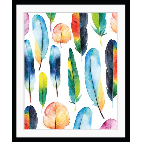 4049009868934 - Bild QUEENCE Agathe Bilder Gr B H 30 cm x 40 cm Wandbild Federn Hochformat bunt Kunstdrucke gerahmt Natur Vogel Federn