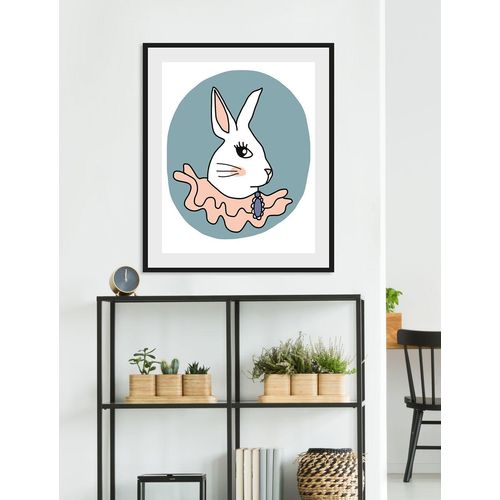 4049009930723 - Bild QUEENCE Stina Bilder Gr B H 40 cm x 50 cm Wandbild Hase Hochformat 1 St blau (blau lachs) Kunstdrucke Bilder 4049009930723 - Bild QUEENCE Stina Bilder Gr B H 40 cm x 50 cm Wandbild Hase Hochformat 1 St blau (blau lachs) Kunstdrucke Bilder