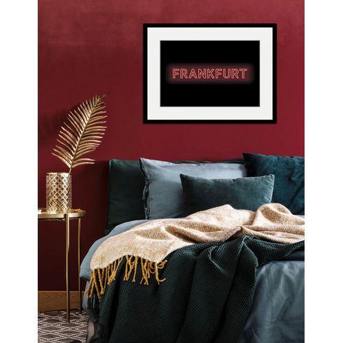 4049009838937 - Bild QUEENCE FRANKFURT LIGHTS Bilder Gr B H 50 cm x 40 cm Wandbild Städte Querformat 1 St rot Bild Kunstdruck Bilder mit Rahmen