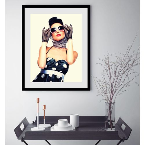 4049009831334 - Bild »Diva 2« Frau-Bilder von Frauen-Art-Kunst-Fashion-Mode-Magazincover-Schwarz-Weiss (1 St) HD Premium Poster-Druck inkl Holzrahmen