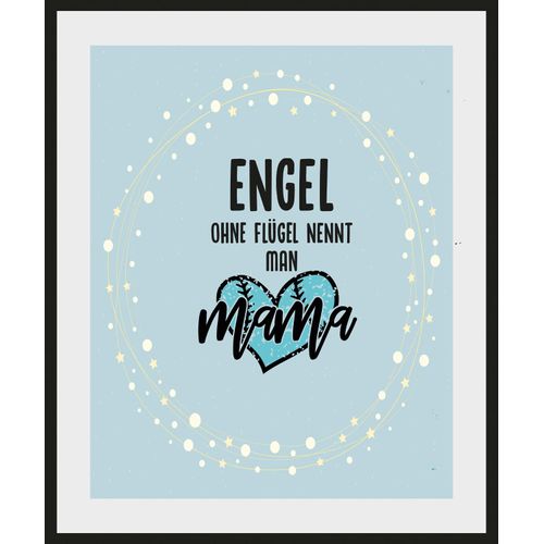4049009933724 - Bild QUEENCE ENGEL OHNE FLÜGEL NENNT MAN MAMA Bilder Gr B H 30 cm x 40 cm Wandbild Schriftzug Hochformat 1 St blau (hellblau) Kunstdrucke