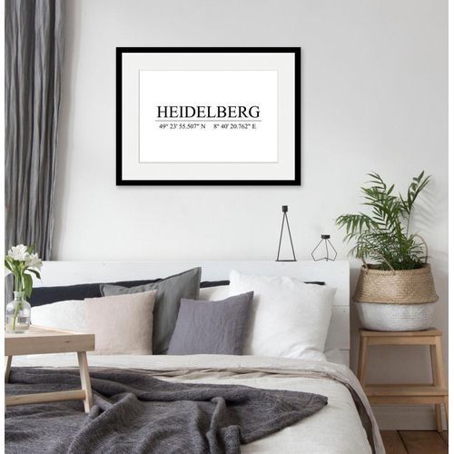 4049009837428 - Bild QUEENCE HEIDELBERG Bilder Gr B H 50 cm x 40 cm Wandbild Städte Querformat 1 St weiß Bild Kunstdruck Bilder mit Rahmen