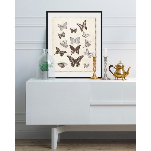 4049009843047 - Bild QUEENCE Pamela Bilder Gr B H 40 cm x 50 cm Wandbild Schmetterlinge Hochformat 1 St grau Bild Kunstdruck Bilder mit Rahmen