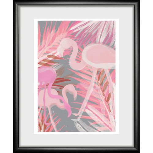 4049008732434 - Bild »Flamingo« Vögel-Vogelbilder-Flamingos-Pflanzen-Pflanzenbilder HD Premium Poster-Druck inkl Holzrahmen