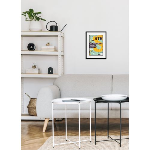 4049009840213 - Bild QUEENCE STR AIRPORT Bilder Gr B H 30 cm x 40 cm Wandbild Flugzeuge Hochformat 1 St gelb Bild Kunstdruck Bilder mit Rahmen