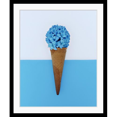 4049009894834 - Bild QUEENCE Kira Bilder Gr B H 40 cm x 50 cm Wandbild Blumen Hochformat blau (hellblau) Kunstdrucke Blätter Blume Eis gerahmt