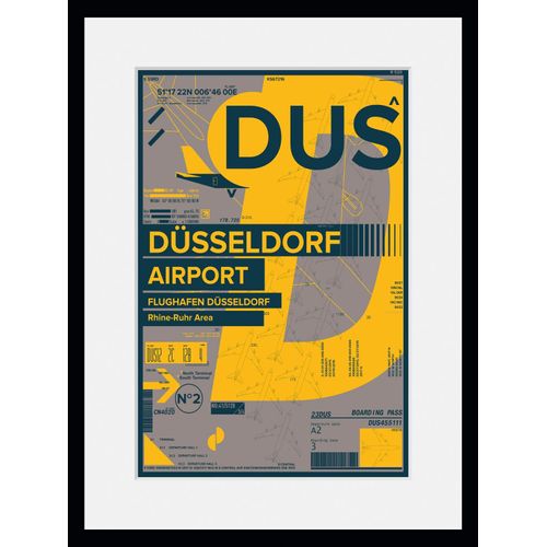 4049009840190 - Bild QUEENCE DUS AIRPORT Bilder Gr B H 40 cm x 50 cm Wandbild Flugzeuge Hochformat 1 St gelb Bild Kunstdruck Bilder mit Rahmen