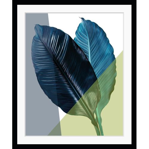 4049009891192 - Bild QUEENCE Elisa Bilder Gr B H 30 cm x 40 cm Wandbild Blätter Hochformat grün (grün blau) Kunstdrucke Natur Blatt gerahmt