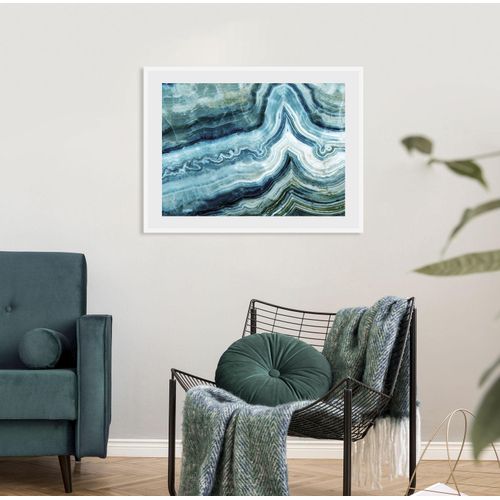 4049009919216 - Bild QUEENCE Aladin Bilder Gr B H 50 cm x 40 cm Wandbild Abstrakt Querformat 1 St blau (weiß) Bild Kunstdruck Bilder mit Rahmen