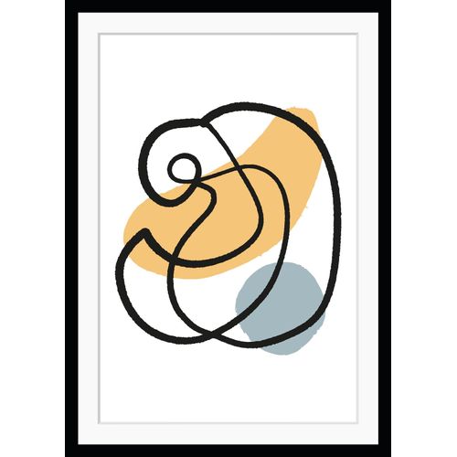 4049009891819 - Bild QUEENCE Fabienne Bilder Gr B H 30 cm x 40 cm Wandbild Abstrakt Hochformat bunt (babyblau gelb) Kunstdrucke gerahmt Abstrakt Figuren