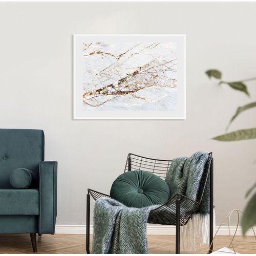 4049009918974 - Bild QUEENCE Vera Bilder Gr B H 50 cm x 40 cm Wandbild Abstrakt Querformat 1 St braun (weiß) Bild Kunstdruck Bilder mit Rahmen