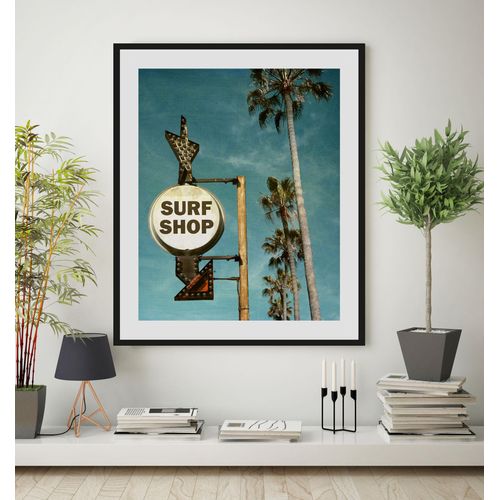 4049009842972 - Bild QUEENCE SURF SHOP Bilder Gr B H 30 cm x 40 cm Wandbild Strand Hochformat 1 St blau Bild Kunstdruck Bilder mit Rahmen