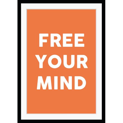 4049009891970 - Bild QUEENCE FREE YOUR MIND Bilder Gr B H 30 cm x 40 cm Wandbild Sprüche & Texte Hochformat orange Kunstdrucke gerahmt Spruch