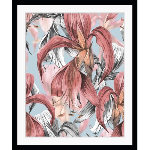 4049009859628 - Bild QUEENCE Joachim Bilder Gr B H 40 cm x 50 cm Wandbild Blätter Hochformat blau (blau rot) Kunstdrucke Blätter gerahmt Natur Dschungel