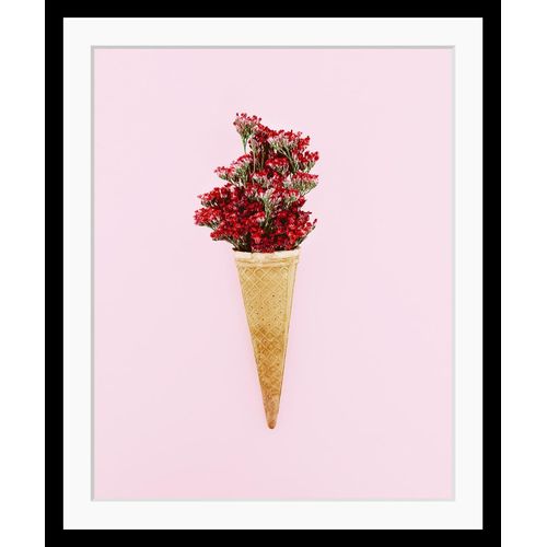 4049009894865 - Bild QUEENCE Sina Bilder Gr B H 40 cm x 50 cm Wandbild Eis Hochformat rot (braun weinrot) Kunstdrucke Blume Blätter gerahmt Eis